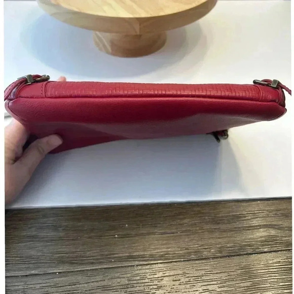 VTG Elliott Lucca Red Leather Zips Crossbody Messenger Bag Handbag Purse - Picture 6 of 7